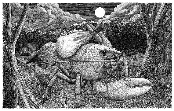 Sandy Claws, scratchboard, 2007